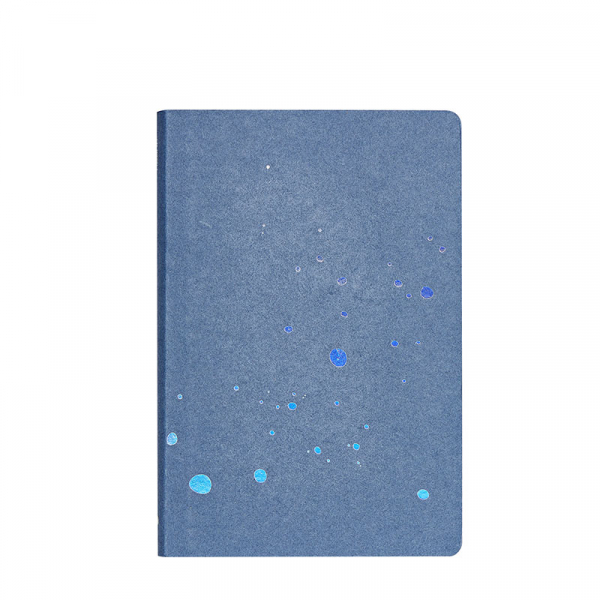 Nuuna, Notebook Surface M, Flex cover from smooth recyceld denim minidots pages, Sublime, blue Hologram effect front